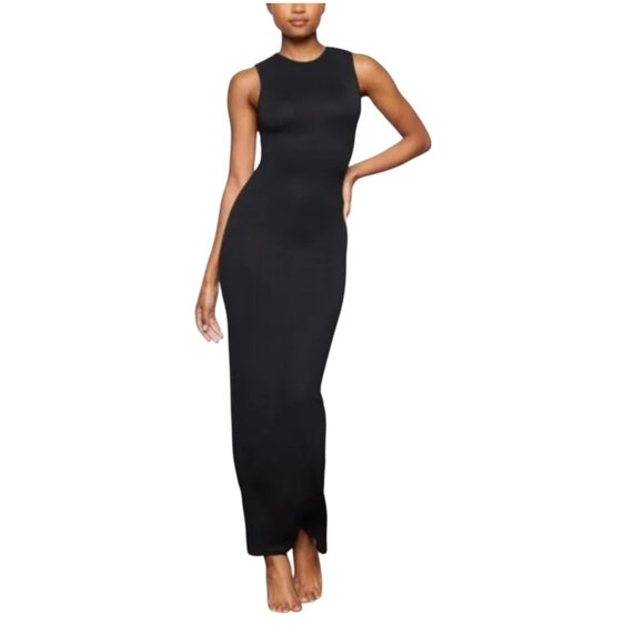 SKIMS Smooth Stretch Modal crew neck maxi dress size 2X black sleeveless plus - Picture 1 of 9